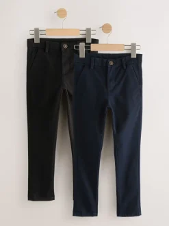 Broeken En Chino's|Next - Stretch skinny chino's verpakking van 2 (3-17jr) Zwart/marineblauw