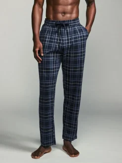 Pyjama's|Next Zwart/marineblauw geruit - Jersey 100% Cotton Pyjama Bottoms 2 Pack