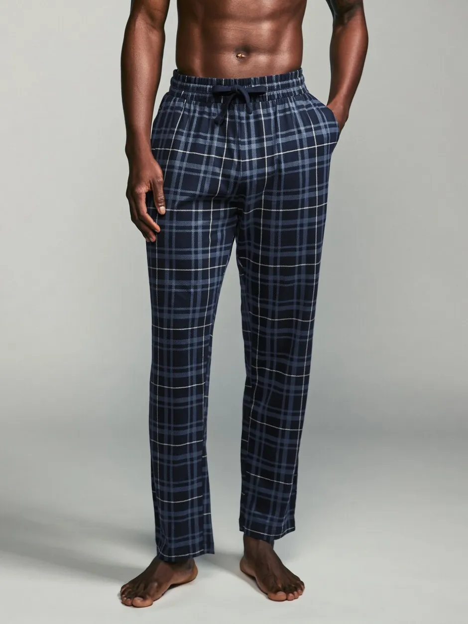 Pyjama's|Next Zwart/marineblauw geruit - Jersey 100% Cotton Pyjama Bottoms 2 Pack
