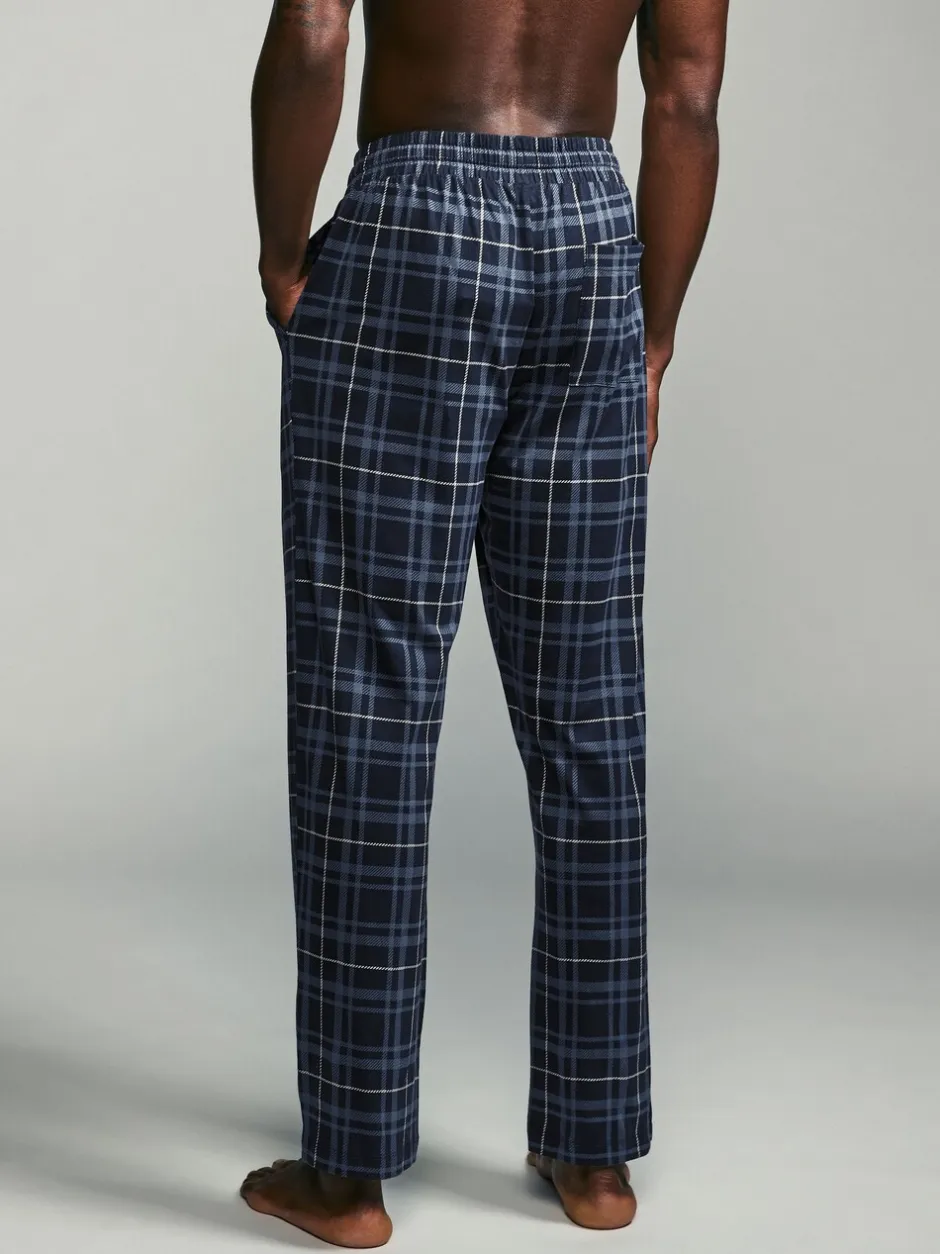 Pyjama's|Next Zwart/marineblauw geruit - Jersey 100% Cotton Pyjama Bottoms 2 Pack