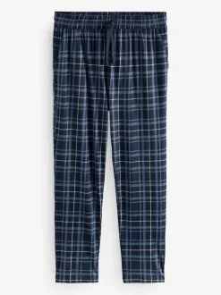 Pyjama's|Next Zwart/marineblauw geruit - Jersey 100% Cotton Pyjama Bottoms 2 Pack