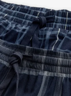 Pyjama's|Next Zwart/marineblauw geruit - Jersey 100% Cotton Pyjama Bottoms 2 Pack