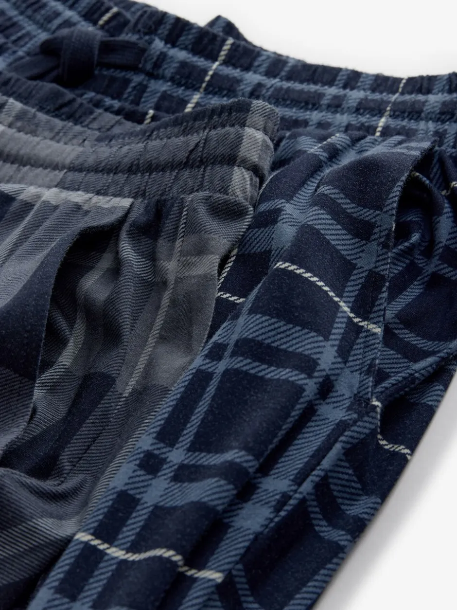 Pyjama's|Next Zwart/marineblauw geruit - Jersey 100% Cotton Pyjama Bottoms 2 Pack