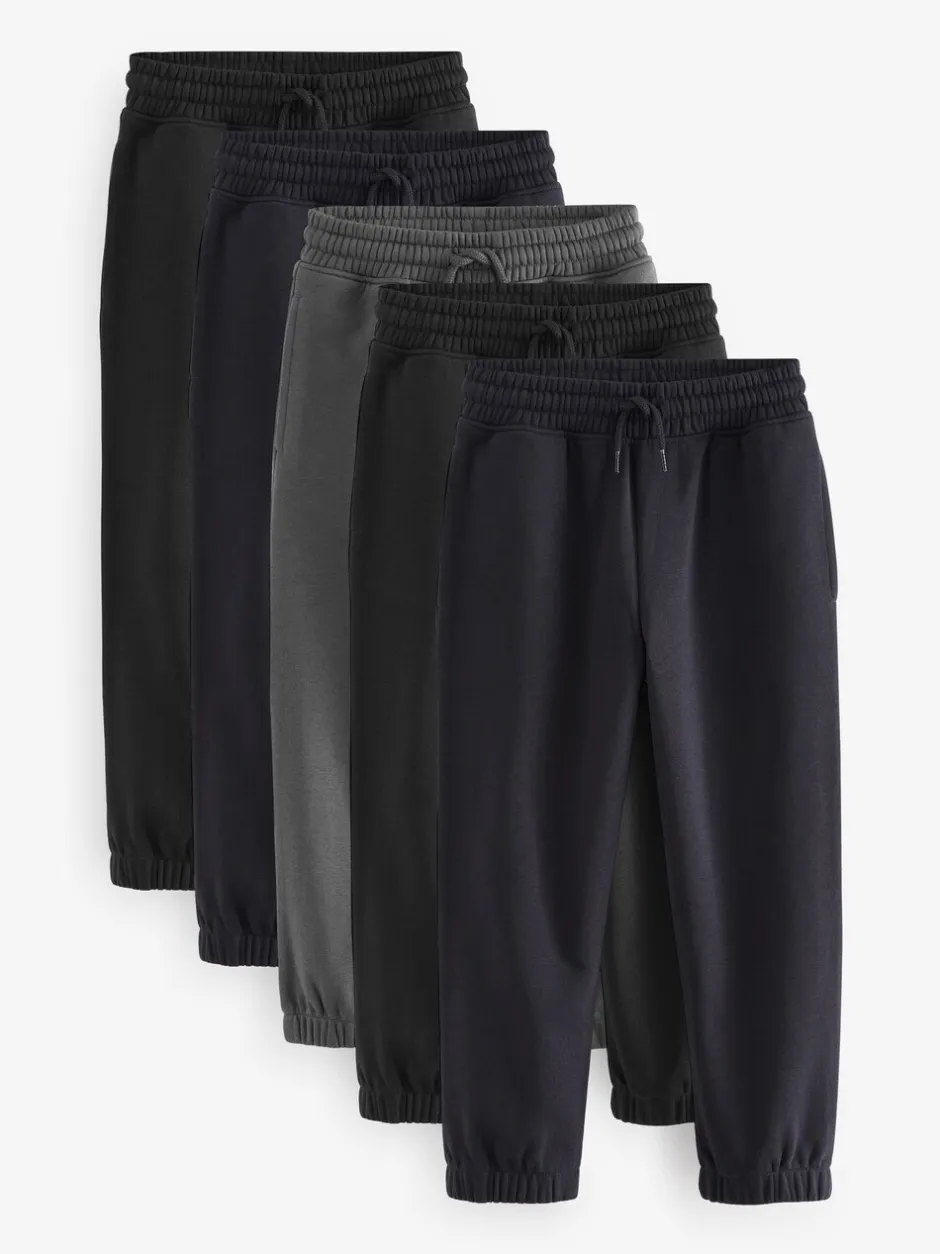 Joggingbroeken*Next - Basic joggingbroeken, set van 5 (3-16jaar) Zwart/marineblauw/grijs