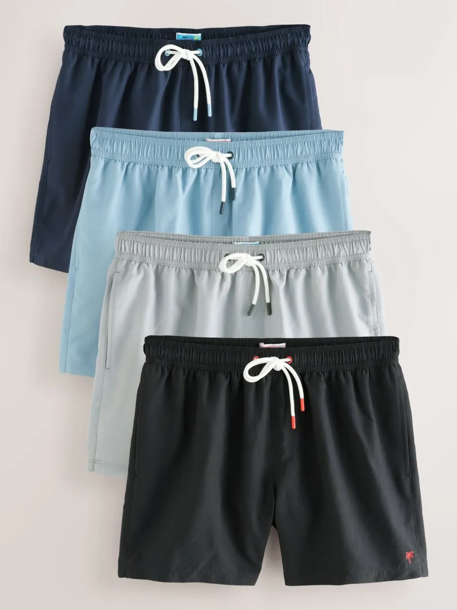 Badkleding*Next - Essential zwemshorts 4 stuks Zwart/Marineblauw/Lichtblauw/Grijs