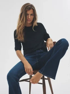 Tops En T-Shirts|The Set - fijngebreide T-shirts Zwart/Naturel/Crème