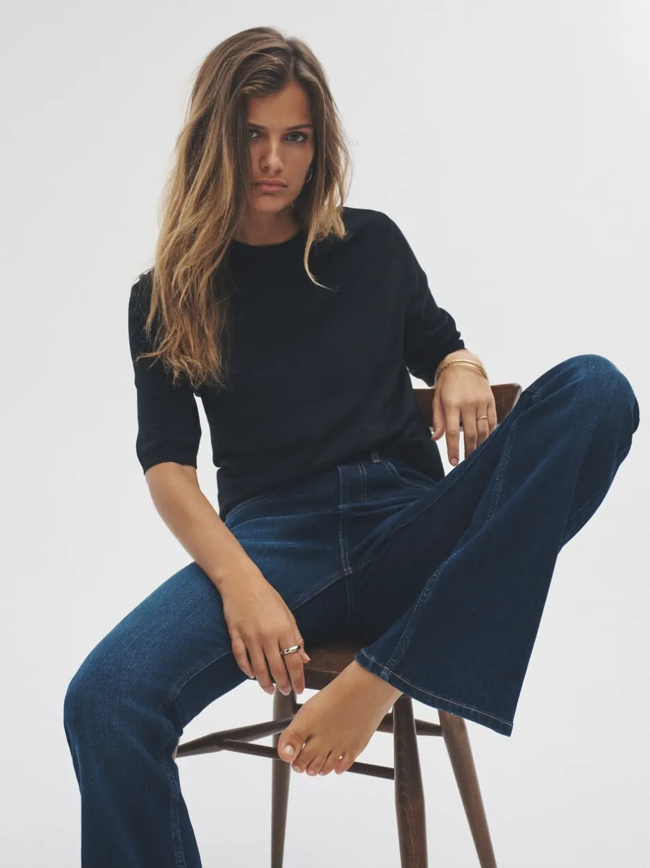 Tops En T-Shirts|The Set - fijngebreide T-shirts Zwart/Naturel/Crème