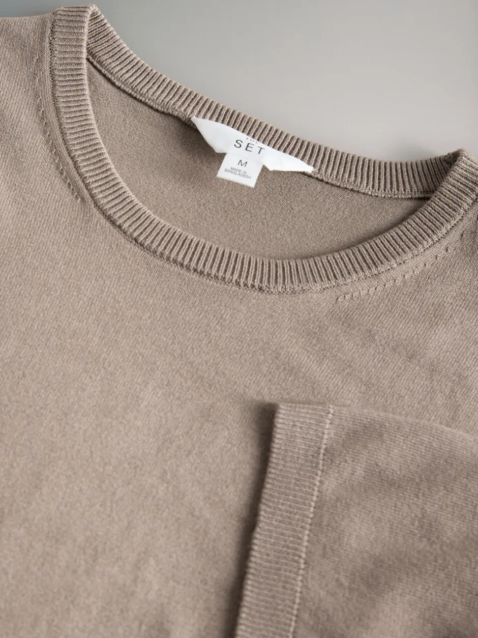 Tops En T-Shirts|The Set - fijngebreide T-shirts Zwart/Naturel/Crème