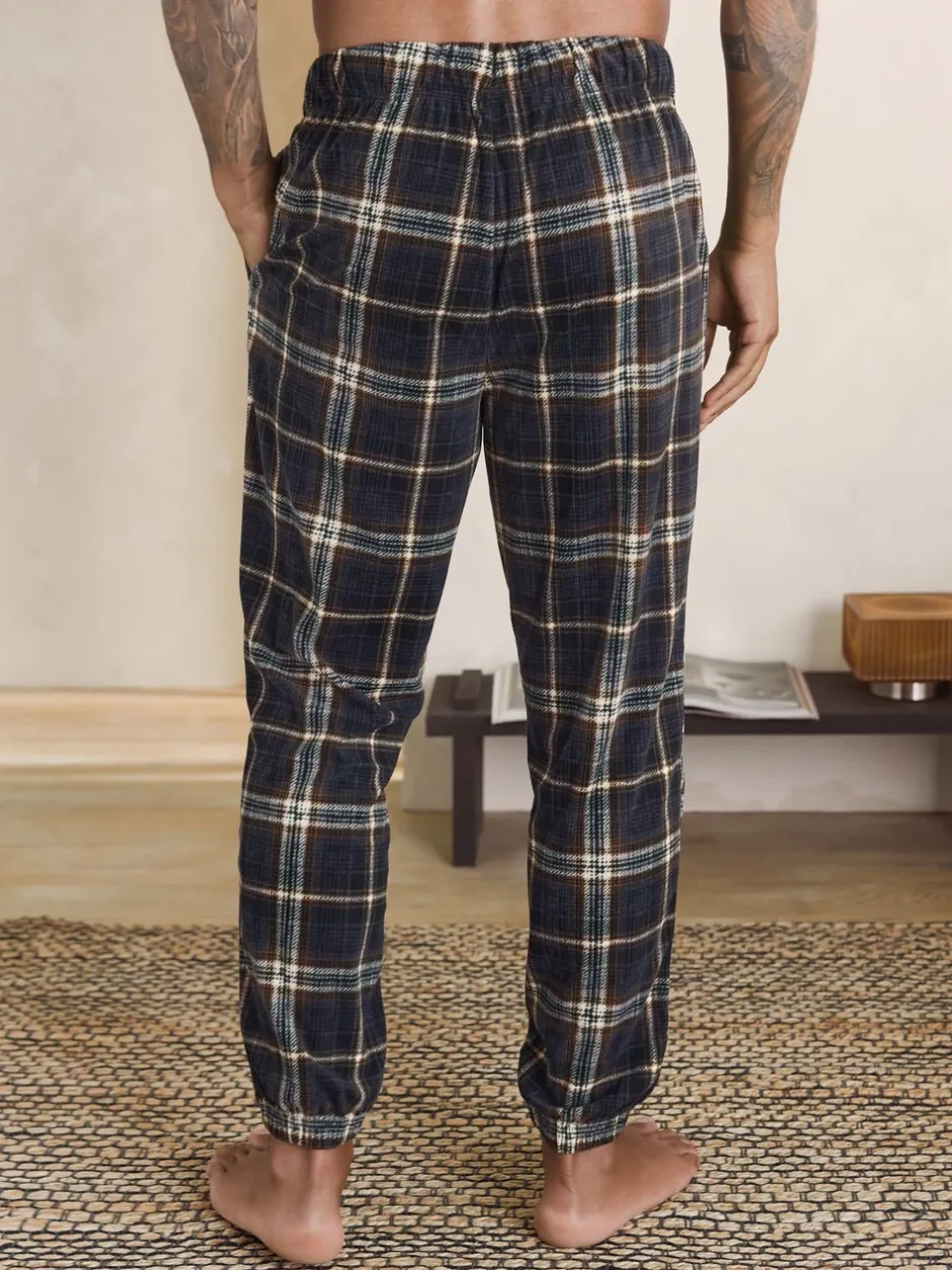 Pyjama's|Loungewear*Next Zwart/neutraal geruit - Motionflex Corded Cosy Cuffed Pyjama Bottoms