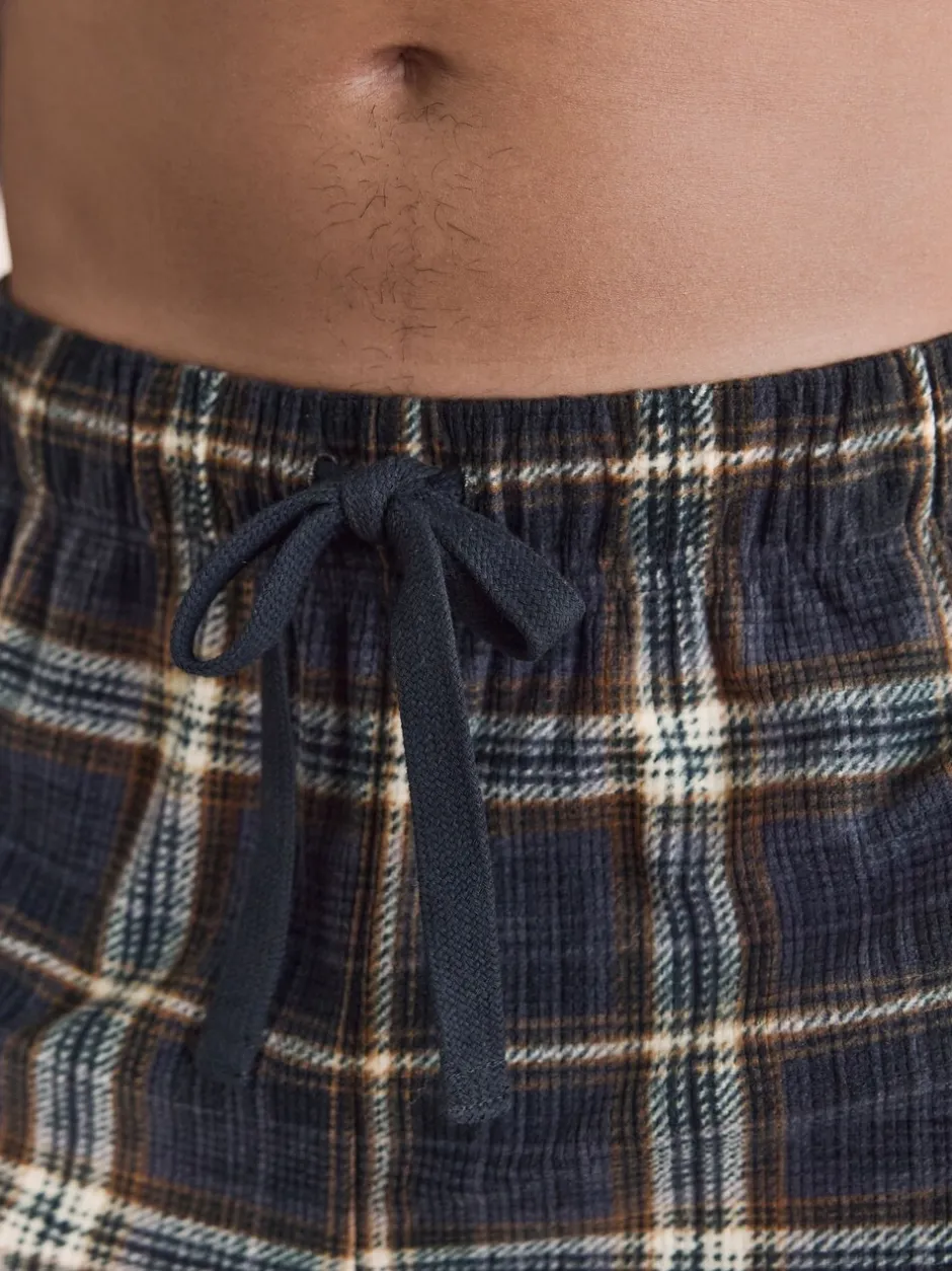 Pyjama's|Loungewear*Next Zwart/neutraal geruit - Motionflex Corded Cosy Cuffed Pyjama Bottoms
