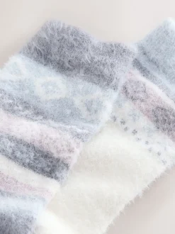 Sokken En Panty's*Next Zwart/pastel fairisle - 2 Paar superharige behaaglijke sokken