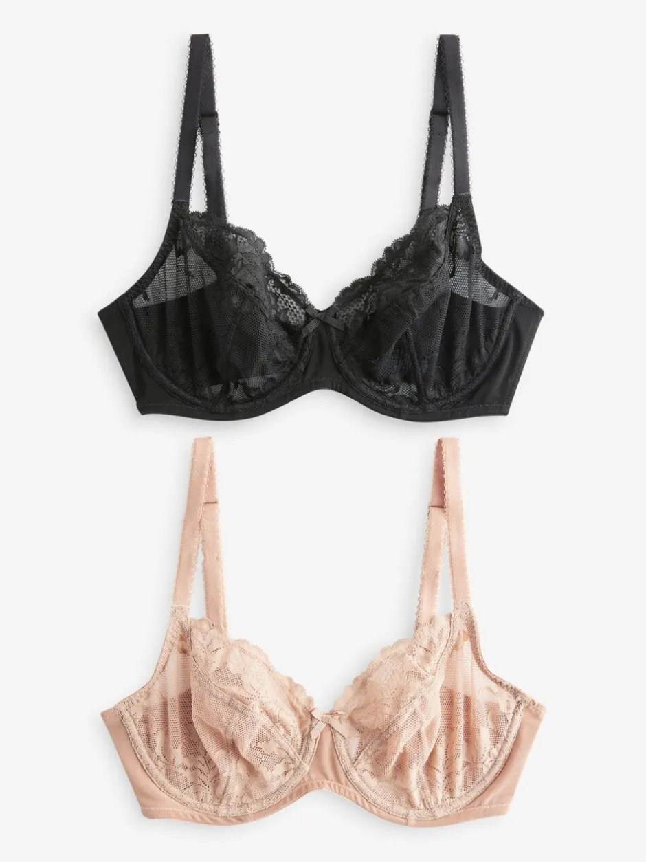 Beha's*Next - Verpakking van 2 kanten beha's cup DD+ Zwart/praline huidskleur