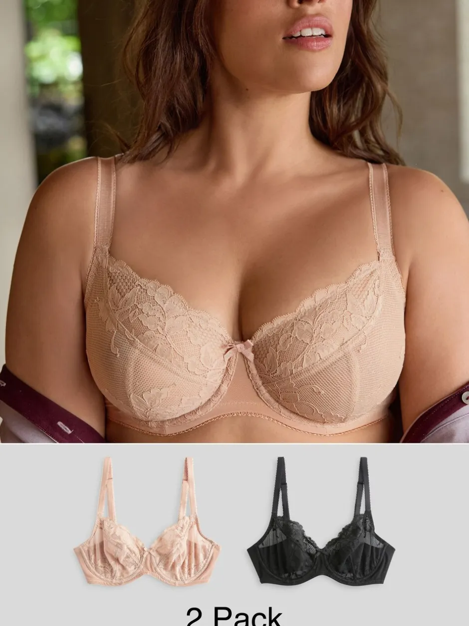 Beha's*Next - Verpakking van 2 kanten beha's cup DD+ Zwart/praline huidskleur