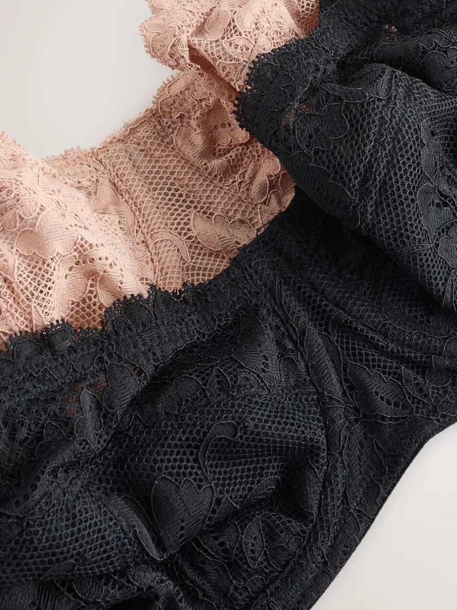 Beha's*Next Zwart/praline huidskleur - Kanten strapless multiway beha's zonder vulling 2 set