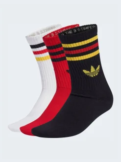 Sokken|Sokken*adidas originals Zwart/rood - Ronde hals - 3-Strepen Crew Sokken 3 paar