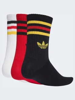 Sokken|Sokken*adidas originals Zwart/rood - Ronde hals - 3-Strepen Crew Sokken 3 paar