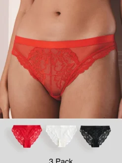 Onderbroeken|Next - 3 Kanten slips Zwart/rood/crème