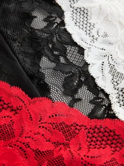 Onderbroeken|Next - 3 Kanten slips Zwart/rood/crème