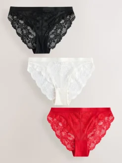 Onderbroeken|Next - 3 Kanten slips Zwart/rood/crème