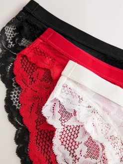 Onderbroeken|Next - 3 Kanten slips Zwart/rood/crème