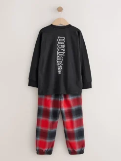 Pyjama's|Nachtkleding En Pyjama's|Next Zwart/Rood/kiezelkleurig Offline - Set van 2 geweven geruite pyjama's met lange mouwen (3-16jr)