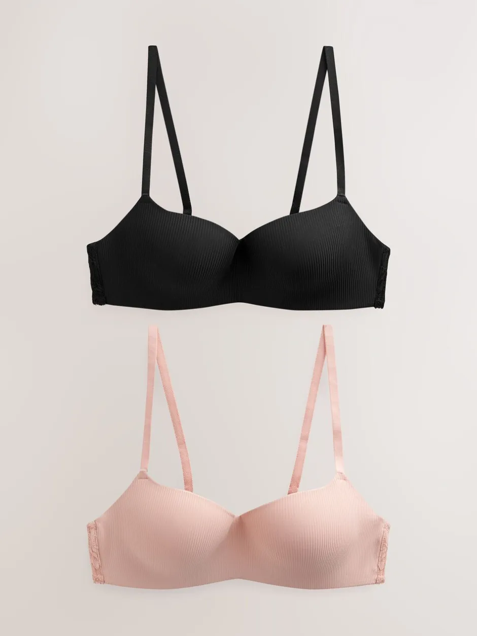 Beha's|Next - Verpakking van 2 lichte ultiem comfort beha's zonder beugel Zwart/roze