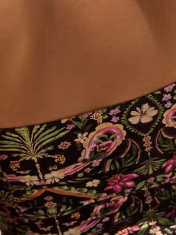 Badkleding|Next Zwart/Roze paisley - Vormgevend bandeaubadpak met buikcorrectie