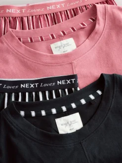 Pyjama's*Next - Korte pyjamaset 2 stuks Zwart/roze streep