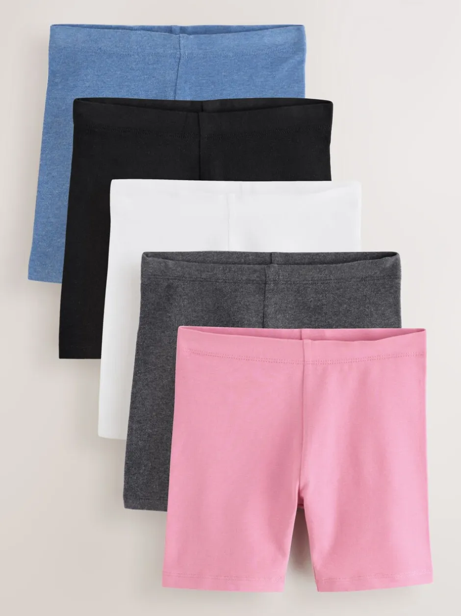 Shorts En Rokken|Next - Set van 5 fietsshorts (3 - 16 jr) Zwart/roze/blauw/wit/grijs