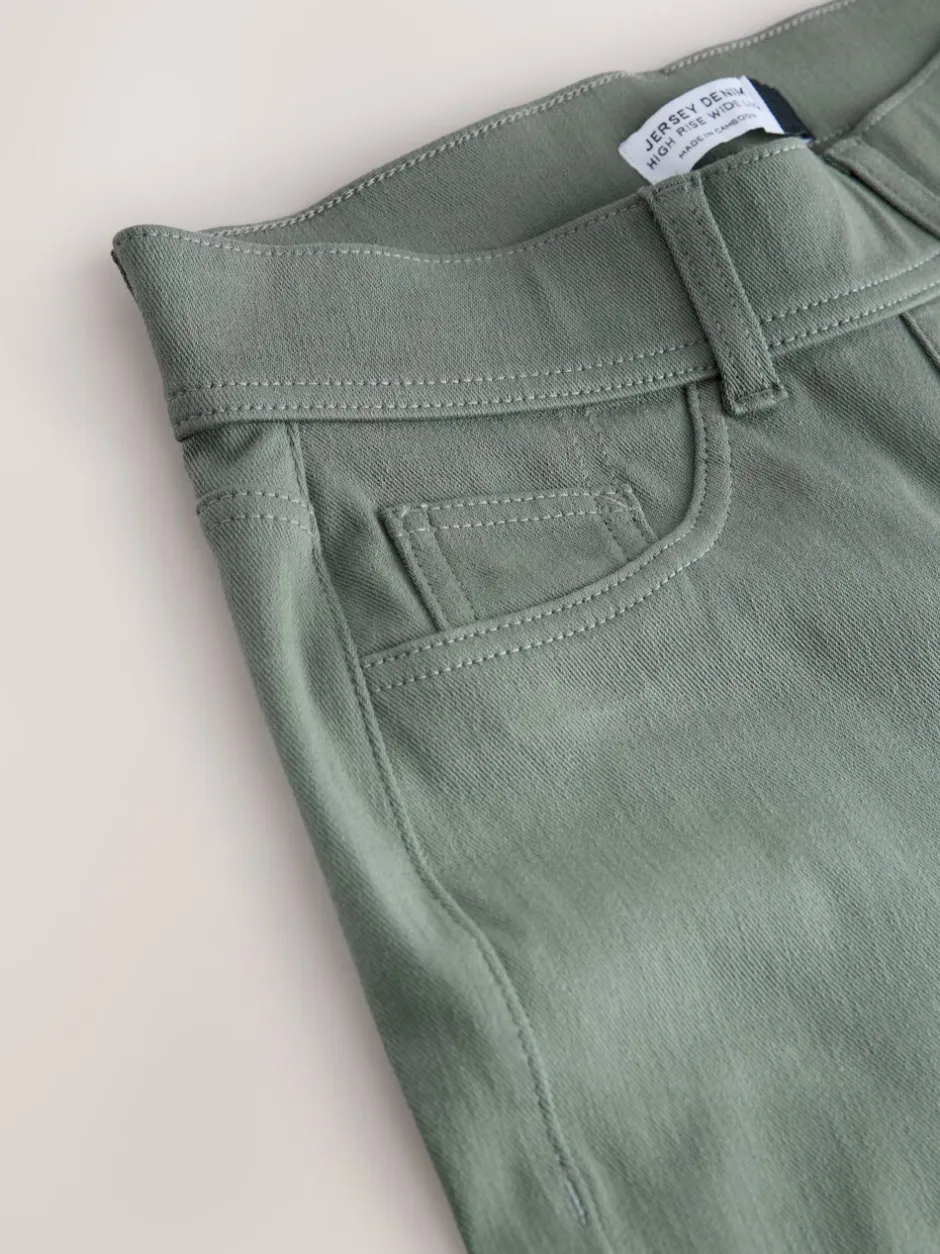 Jeans|Next - Jersey denim broek met wijde pijpen 2 set Zwart/Saliegroen