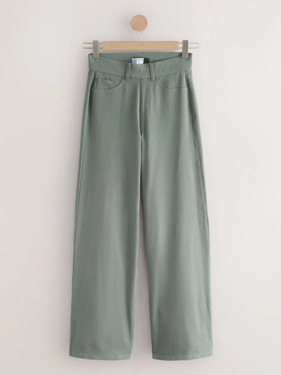 Jeans|Next - Jersey denim broek met wijde pijpen 2 set Zwart/Saliegroen