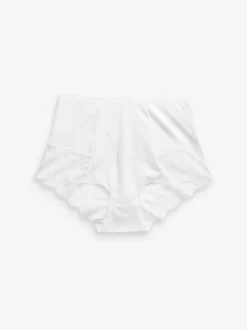 Shapewear|Next Zwart/wit - 2 corrigerende katoenen tummy control slipjes met kanten achterkant