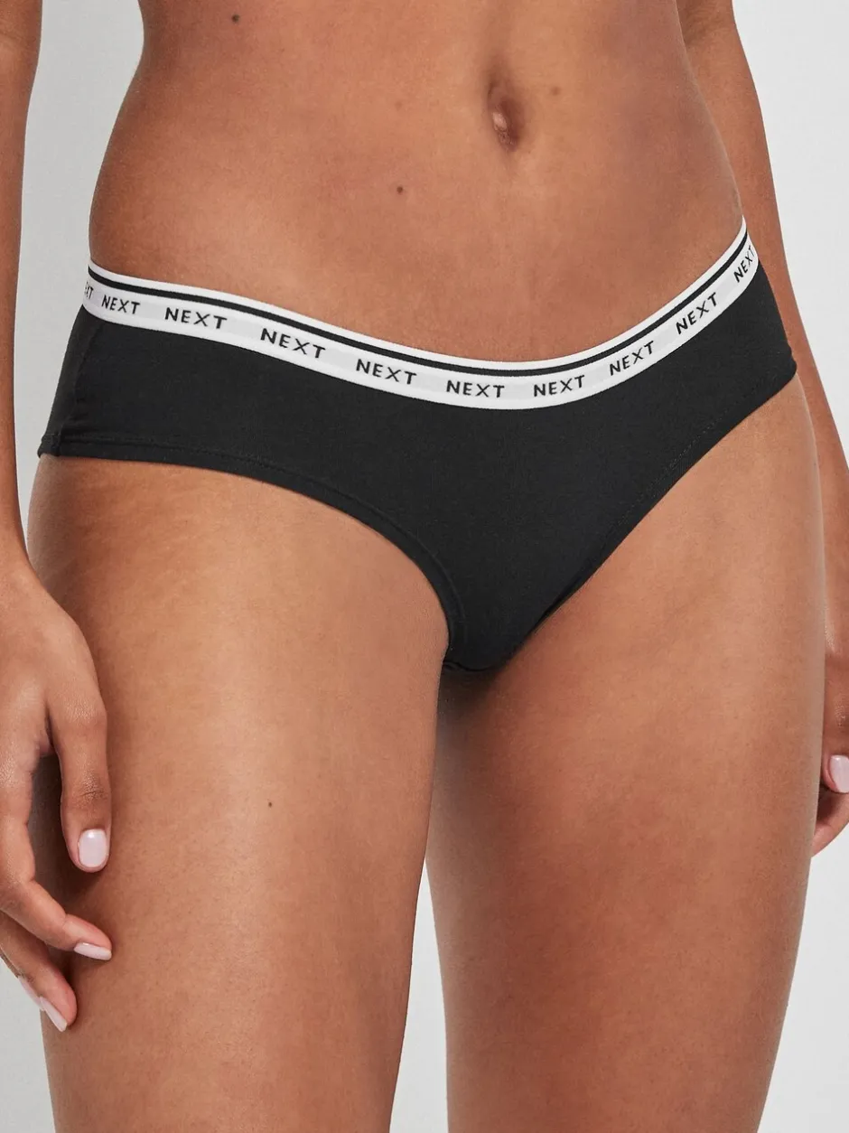 Onderbroeken*Next - 7 Katoenen slipjes met logotailleband Zwart/wit