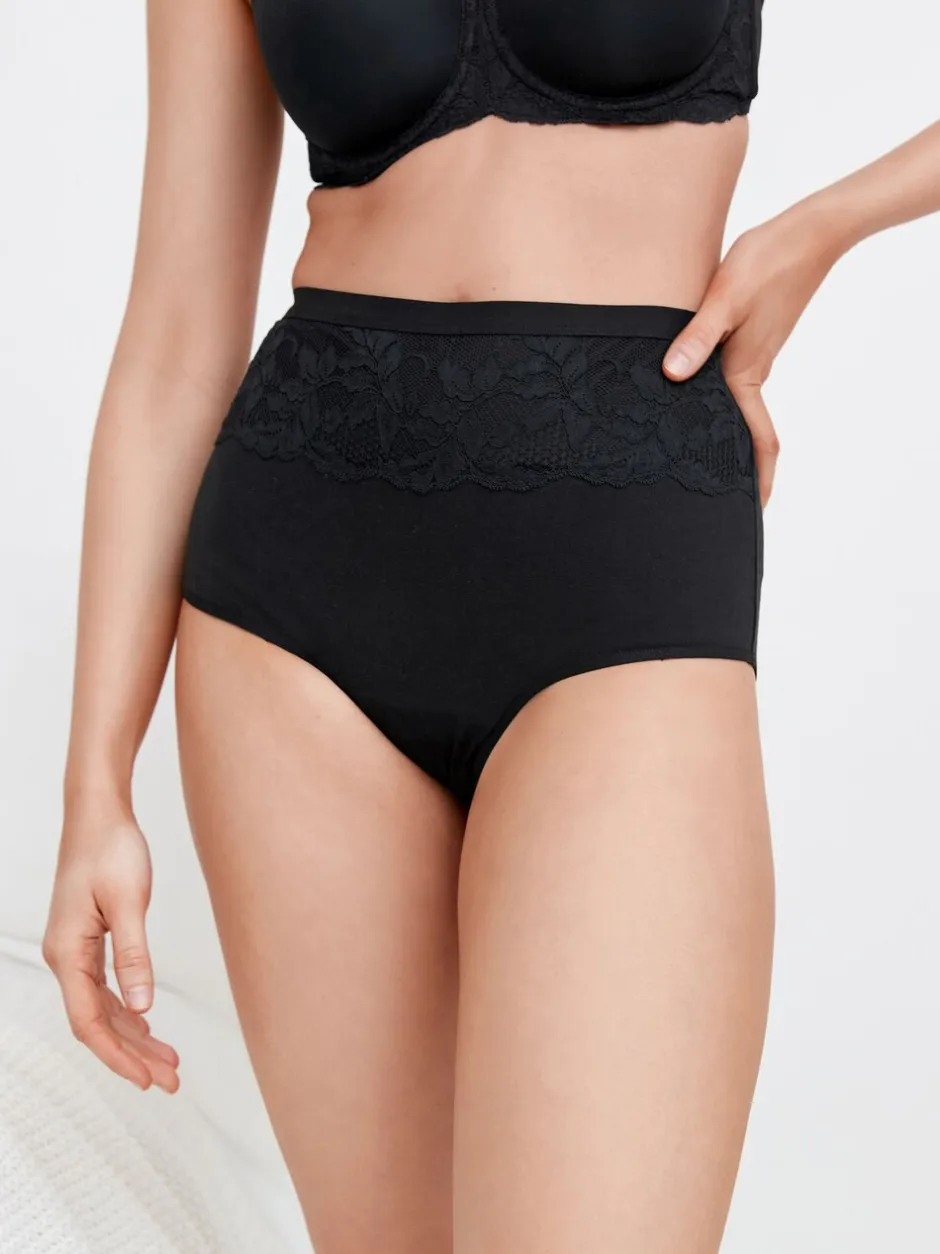 Shapewear*Next Zwart/wit - 2 Vormgevende katoenen slipjes met buikcorrectie en hoge taille