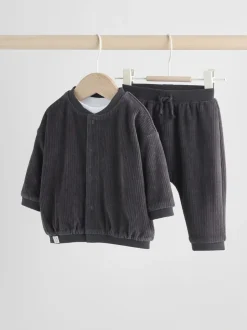 Joggingbroeken*Next Zwart/wit - Baby Velour Jacket, Top and Joggers Set (0mths-2yrs)