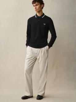 Poloshirts|Fred Perry Zwart/wit - poloshirt met tweekleurige streep op de mouw