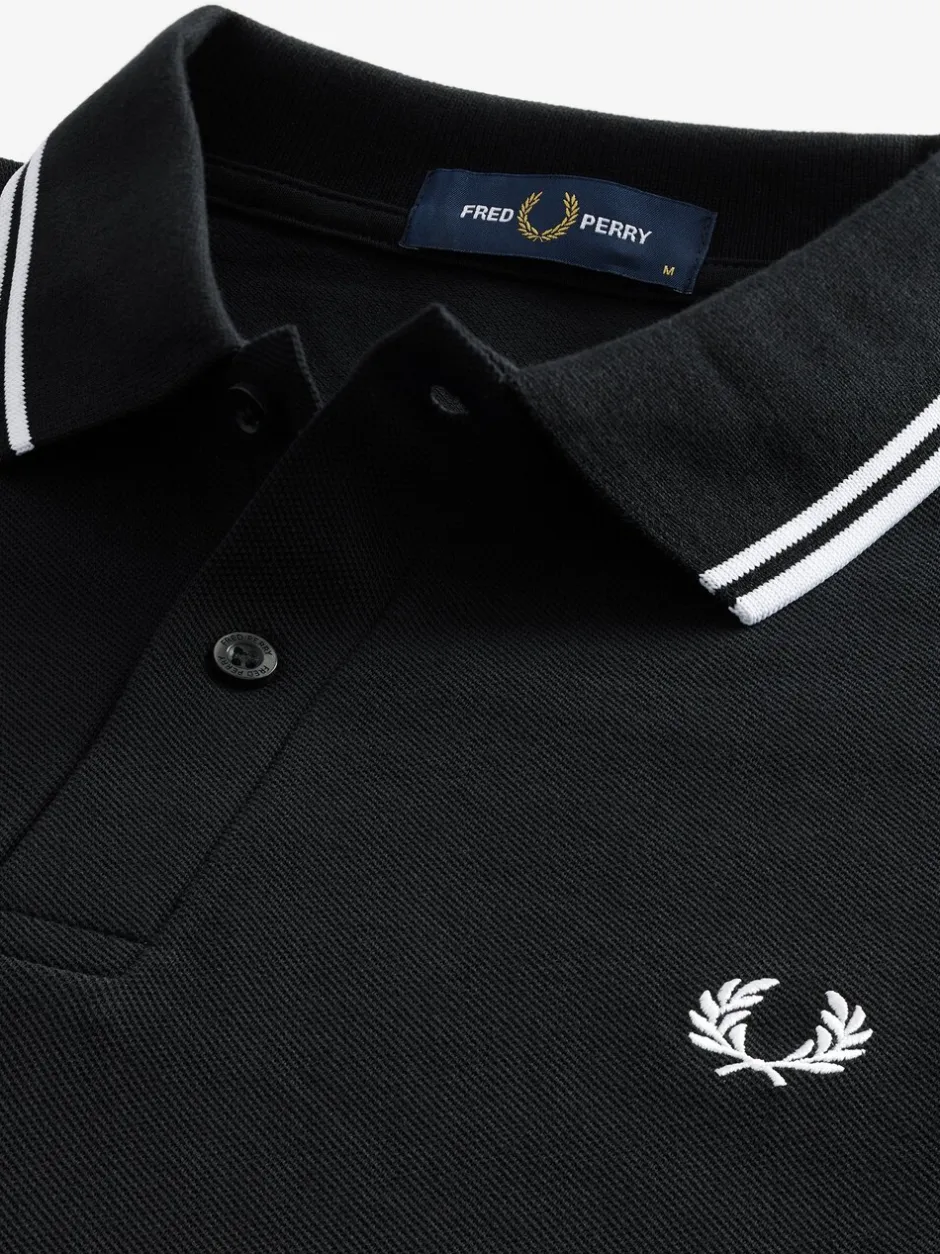 Poloshirts|Fred Perry Zwart/wit - poloshirt met tweekleurige streep op de mouw