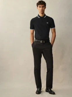 Poloshirts*Fred Perry Zwart/wit - poloshirt met gestreepte rand