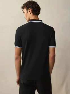 Poloshirts*Fred Perry Zwart/wit - poloshirt met gestreepte rand