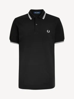 Poloshirts*Fred Perry Zwart/wit - poloshirt met gestreepte rand