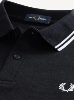 Poloshirts*Fred Perry Zwart/wit - poloshirt met gestreepte rand