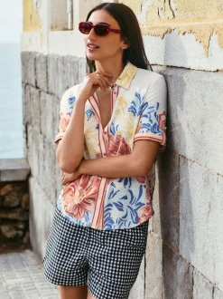 Shorts*Next Zwart/wit - Gingham shorts met elastische taille