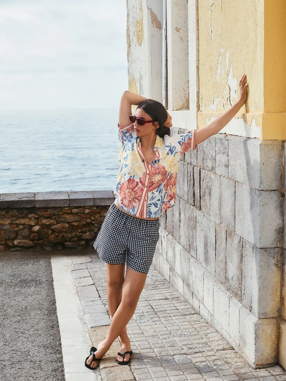Shorts*Next Zwart/wit - Gingham shorts met elastische taille