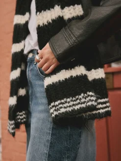 Mutsen, Handschoenen En Sjaals|Next - Knitted Wool Blend Striped Scarf Zwart/wit