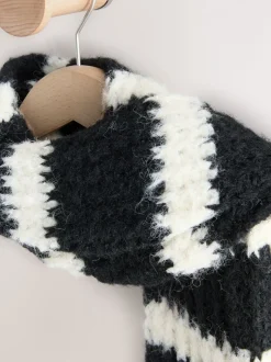 Mutsen, Handschoenen En Sjaals|Next - Knitted Wool Blend Striped Scarf Zwart/wit