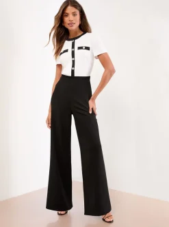Jumpsuits En Playsuits|Lipsy - Military Buttoned Jumpsuit Zwart/wit