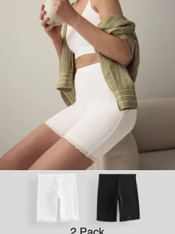 Shapewear|Next Zwart/wit - Menopause Friendly Cooling Thigh Smoothing Shorts 2 Pack