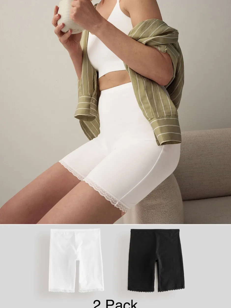 Shapewear|Next Zwart/wit - Menopause Friendly Cooling Thigh Smoothing Shorts 2 Pack