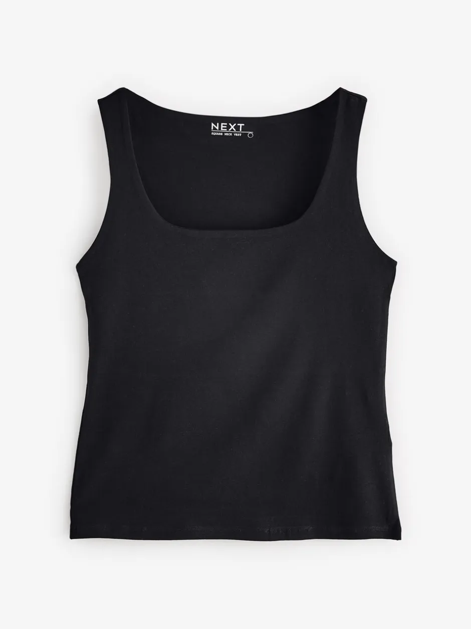 Tops En T-Shirts*Next Zwart/wit - Set van 2 hemdjes met vierkante hals
