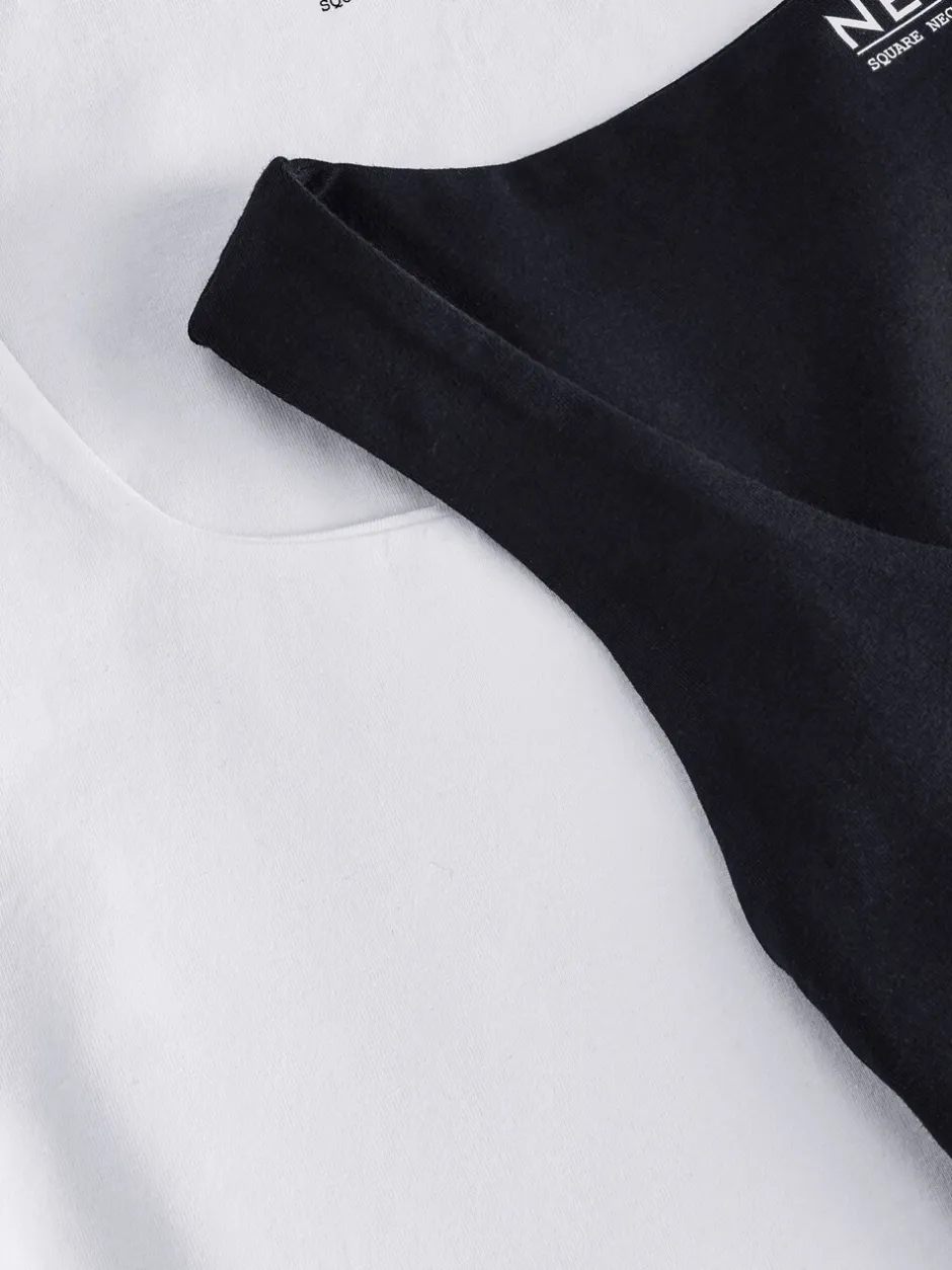 Tops En T-Shirts*Next Zwart/wit - Set van 2 hemdjes met vierkante hals
